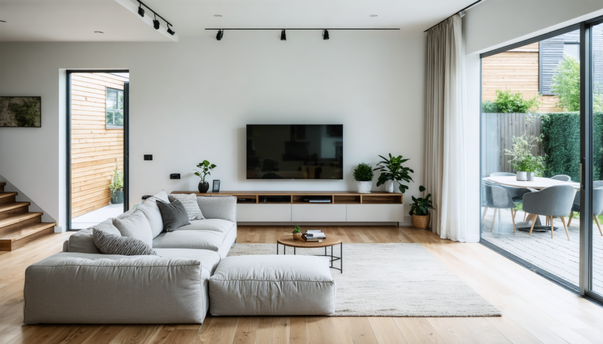 découvrez mon salon sur mesure avec un canapé scandinave élégant, un meuble tv pratique et des astuces gain de place éprouvées pour optimiser votre espace avec style.