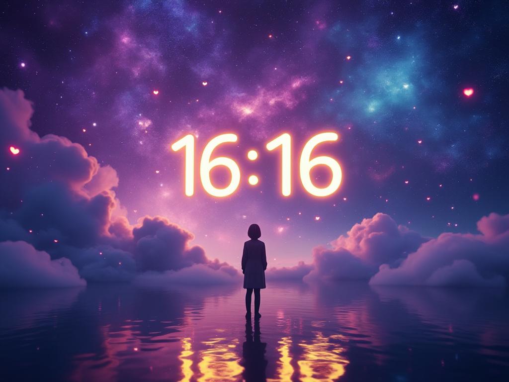 Personne seule regardant le ciel étoilé à 16:16.
